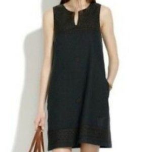 Madewell embroidered black cotton shift dress - 0